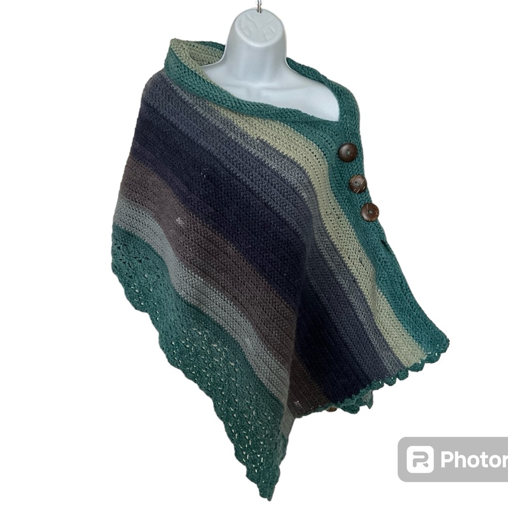 Handmade OS Crochet Poncho pull over - Picture 2 of 3